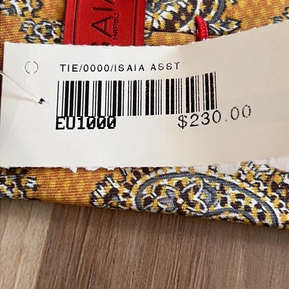 Isaia Napoli Italian 7 fold silk necktie new with tags gorgeous paisley print - Picture 6 of 6